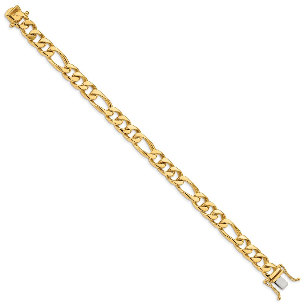 Massiv 14K Gelbgold 9mm Hand Poliert Figaro Glieder mit Venezianer Catch Verschluss Gliederarmband