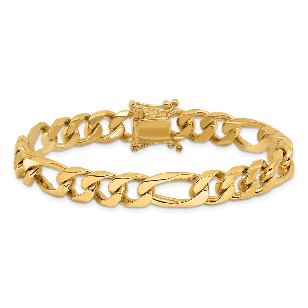 Massiv 14K Gelbgold 9mm Hand Poliert Figaro Glieder mit Venezianer Catch Verschluss Gliederarmband