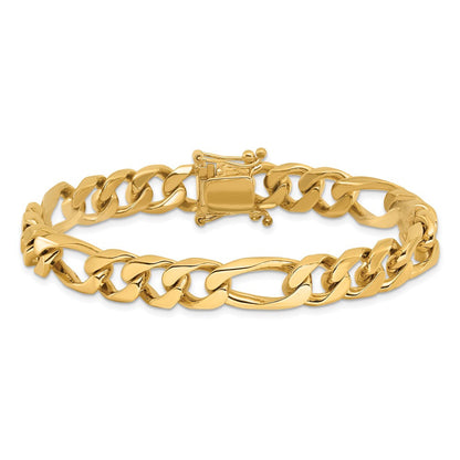 Massiv 14K Gelbgold 9mm Hand Poliert Figaro Glieder mit Venezianer Catch Verschluss Gliederarmband