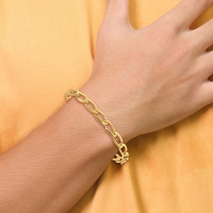 Massiv 14K Gelbgold 5.9mm Hand Poliert Fantasie Offen Glieder mit Fantasie Karabinerverschluss Halskette