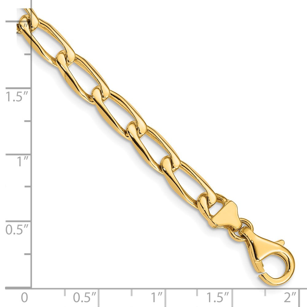 Massiv 14K Gelbgold 5.9mm Hand Poliert Fantasie Offen Glieder mit Fantasie Karabinerverschluss Halskette