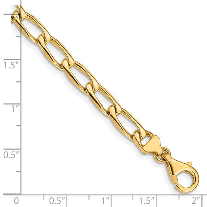 Massiv 14K Gelbgold 5.9mm Hand Poliert Fantasie Offen Glieder mit Fantasie Karabinerverschluss Halskette