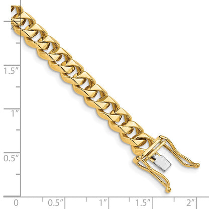 Massiv 14K Gelbgold 7mm Hand Poliert Fantasie Traditional Glieder mit Venezianer Catch Verschluss Gliederarmband
