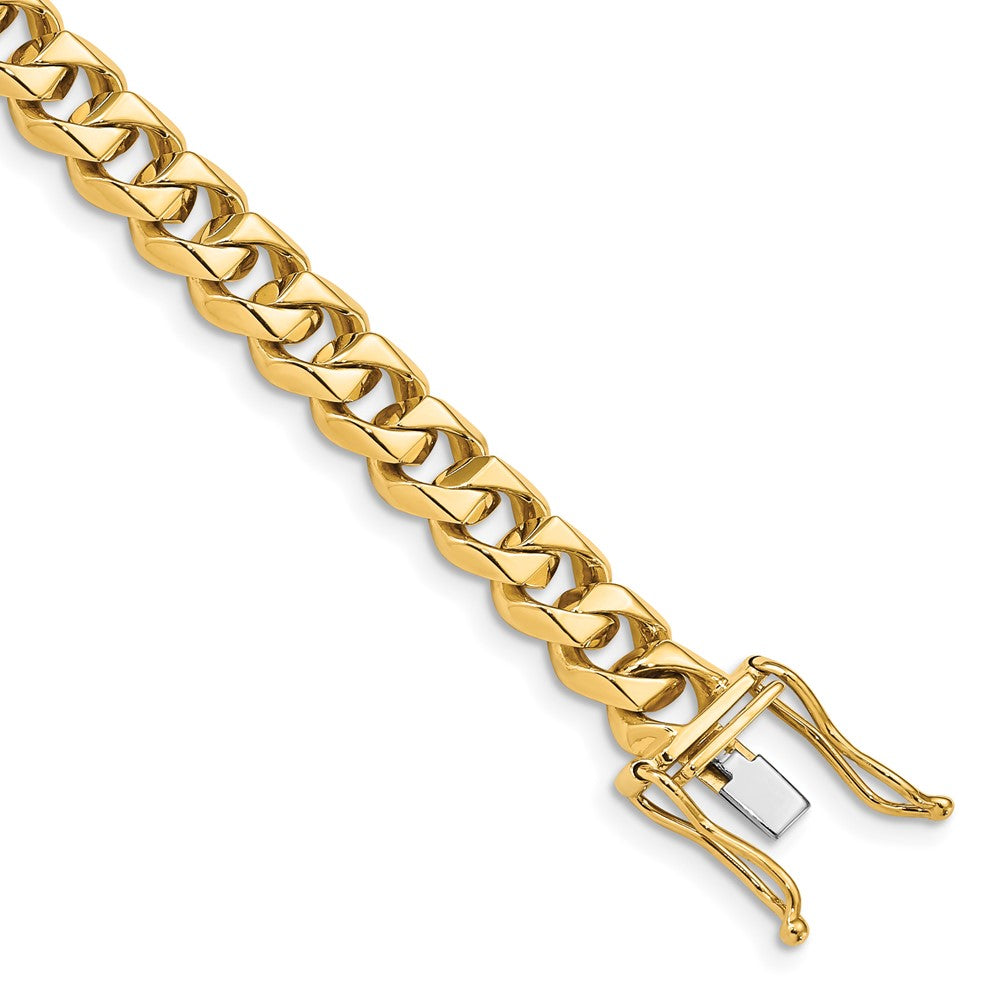 Massiv 14K Gelbgold 7mm Hand Poliert Fantasie Traditional Glieder mit Venezianer Catch Verschluss Gliederarmband