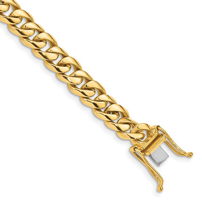 Massiv 14K Gelbgold 7.25mm Hand Poliert Abgerundet Panzer Glieder mit Venezianer Catch Verschluss Gliederarmband