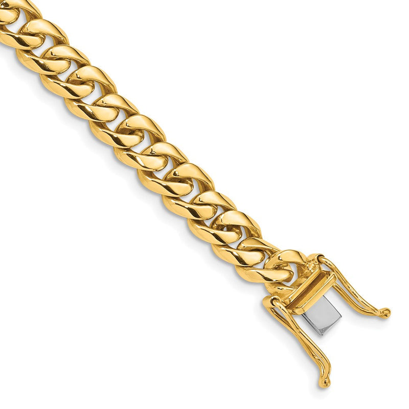 Massiv 14K Gelbgold 7.25mm Hand Poliert Abgerundet Panzer Glieder mit Venezianer Catch Verschluss Gliederarmband