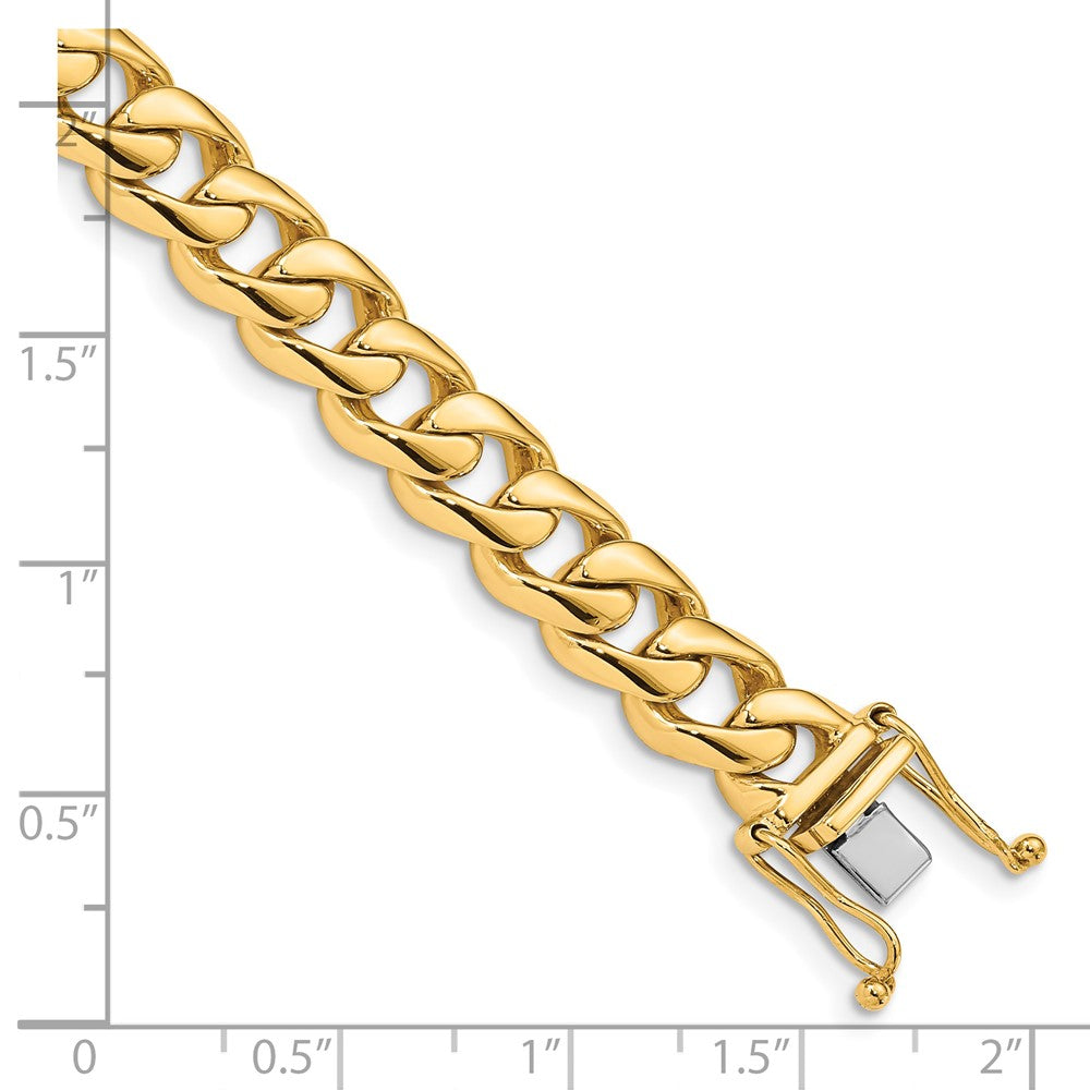 Massiv 14K Gelbgold 8.4mm Hand Poliert Abgerundet Panzer Glieder mit Venezianer Catch Verschluss Gliederarmband