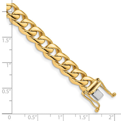 Massiv 14K Gelbgold 8.4mm Hand Poliert Abgerundet Panzer Glieder mit Venezianer Catch Verschluss Gliederarmband