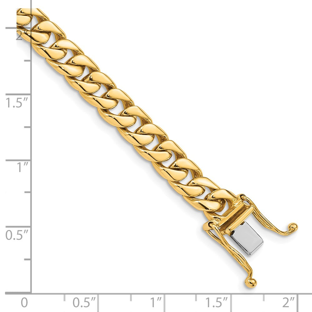 Massiv 14K Gelbgold 6.8mm Hand Poliert Flach Abgeschrägt Panzer Glieder mit Venezianer Catch Verschluss Gliederarmband