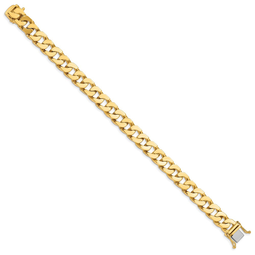 Massiv 14K Gelbgold 10mm Hand Poliert Fantasieglieder mit Venezianer Catch Gliederarmband