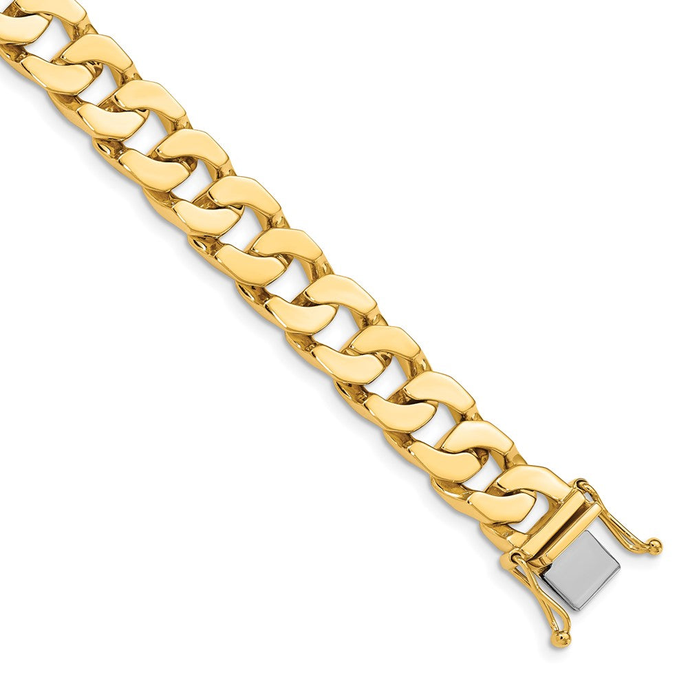 Massiv 14K Gelbgold 10mm Hand Poliert Fantasieglieder mit Venezianer Catch Gliederarmband