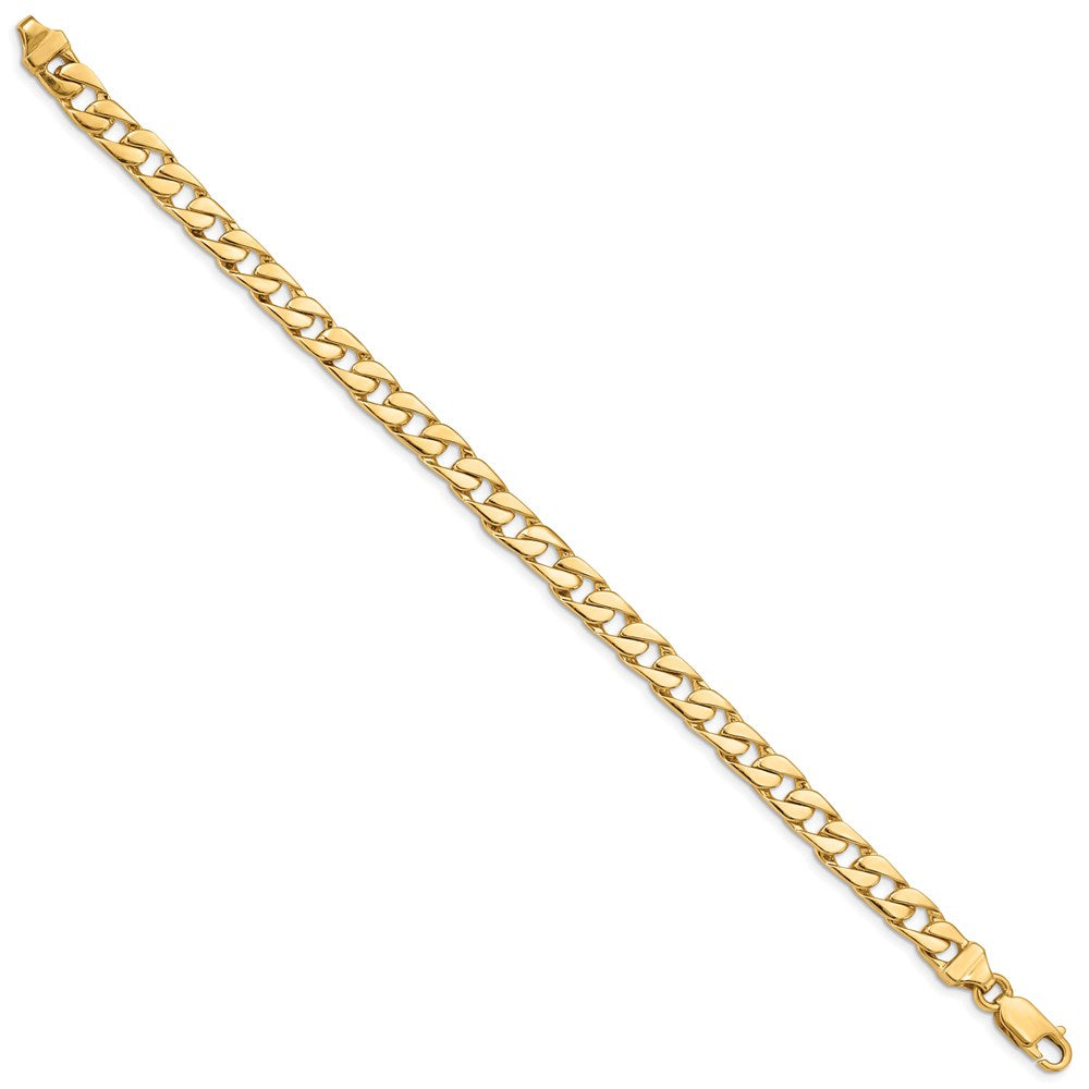 Massiv 14K Gelbgold 6.5mm Hand Poliert Fantasieglieder mit Karabinerverschluss Gliederarmband