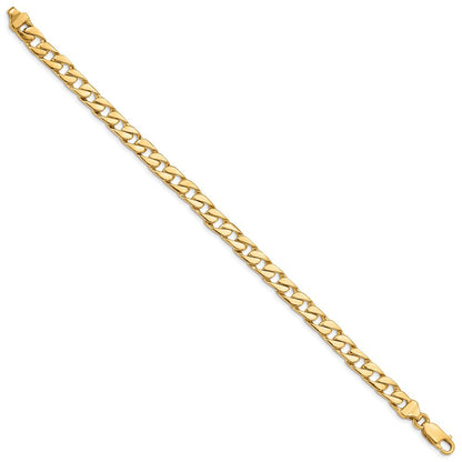 Massiv 14K Gelbgold 6.5mm Hand Poliert Fantasieglieder mit Karabinerverschluss Gliederarmband