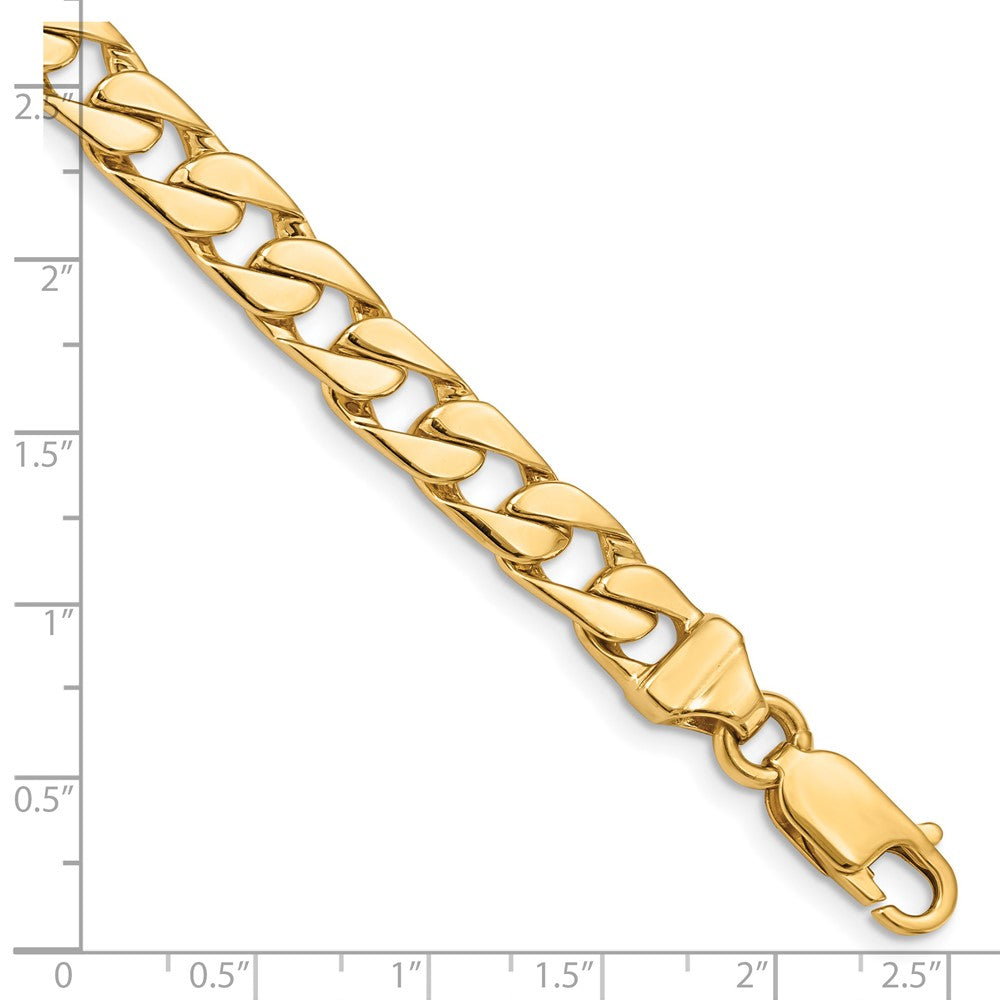 Massiv 14K Gelbgold 6.5mm Hand Poliert Fantasieglieder mit Karabinerverschluss Gliederarmband