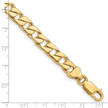 Massiv 14K Gelbgold 6.5mm Hand Poliert Fantasieglieder mit Karabinerverschluss Gliederarmband
