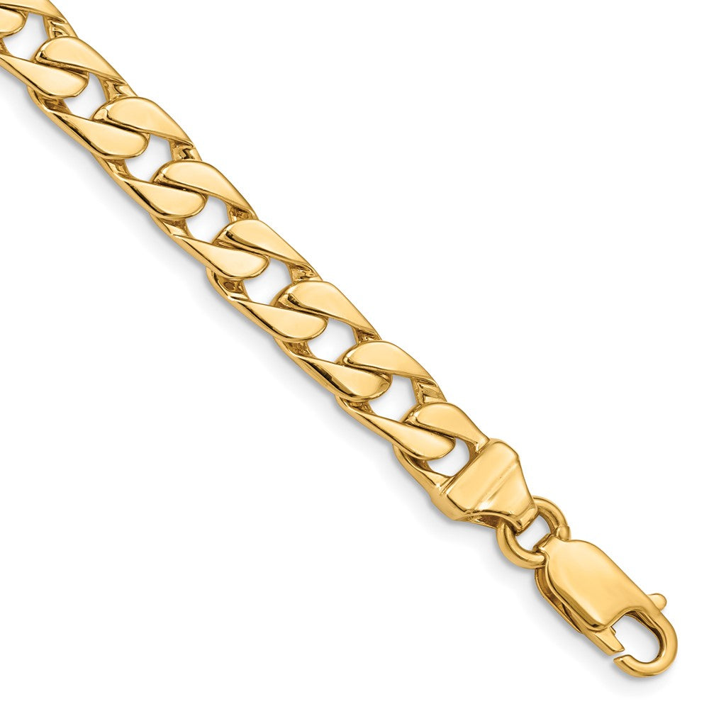 Massiv 14K Gelbgold 6.5mm Hand Poliert Fantasieglieder mit Karabinerverschluss Gliederarmband