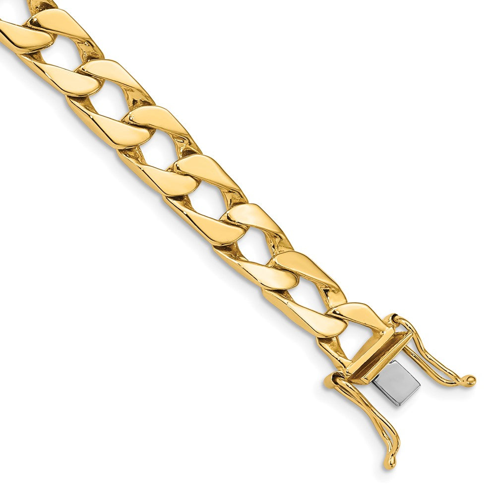 Massiv 14K Gelbgold 7.9mm Hand Poliert Fantasieglieder mit Venezianer Catch Verschluss Gliederarmband