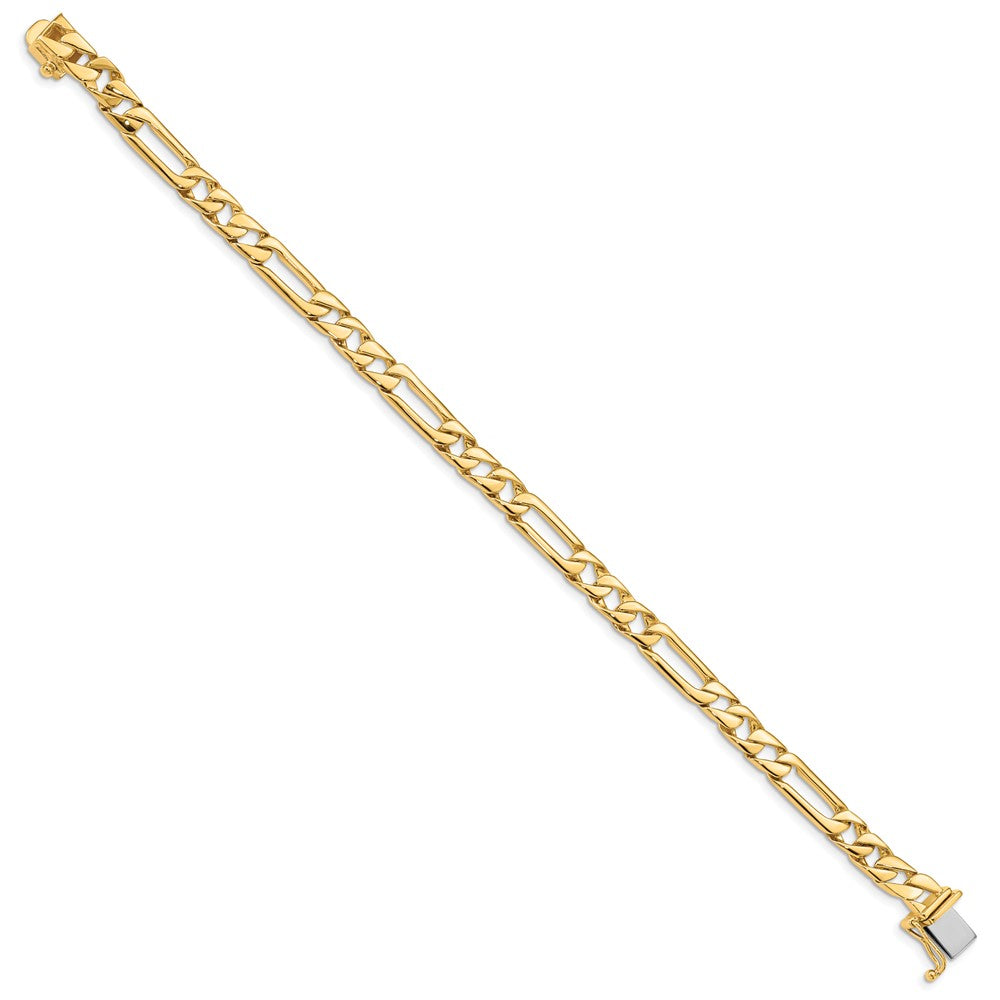 Massiv 14K Gelbgold 6mm Hand Poliert Figaro Glieder mit Venezianer Catch Verschluss Gliederarmband