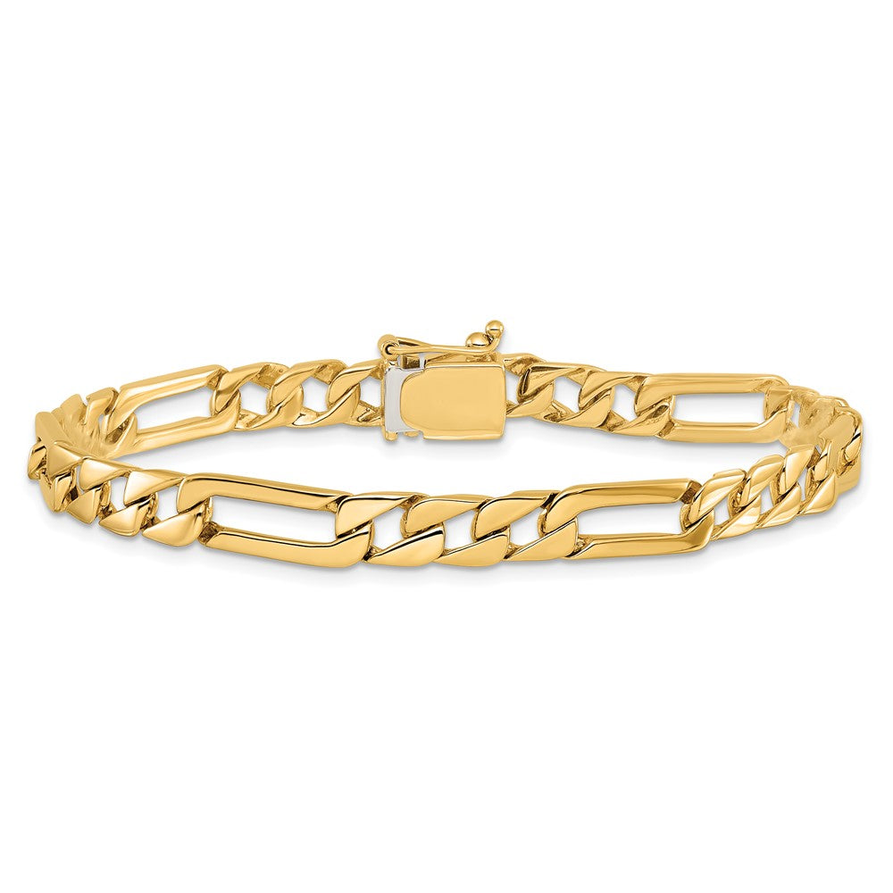 Massiv 14K Gelbgold 6mm Hand Poliert Figaro Glieder mit Venezianer Catch Verschluss Gliederarmband