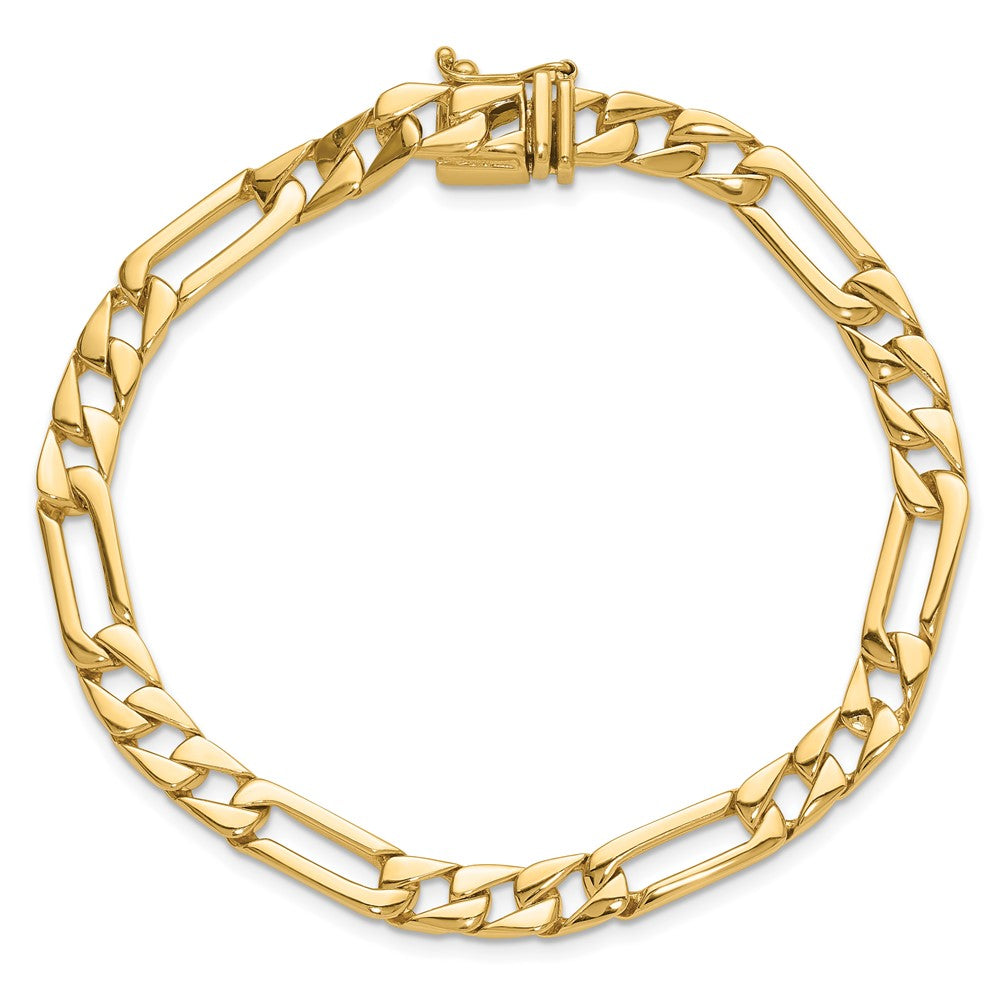 Massiv 14K Gelbgold 6mm Hand Poliert Figaro Glieder mit Venezianer Catch Verschluss Gliederarmband