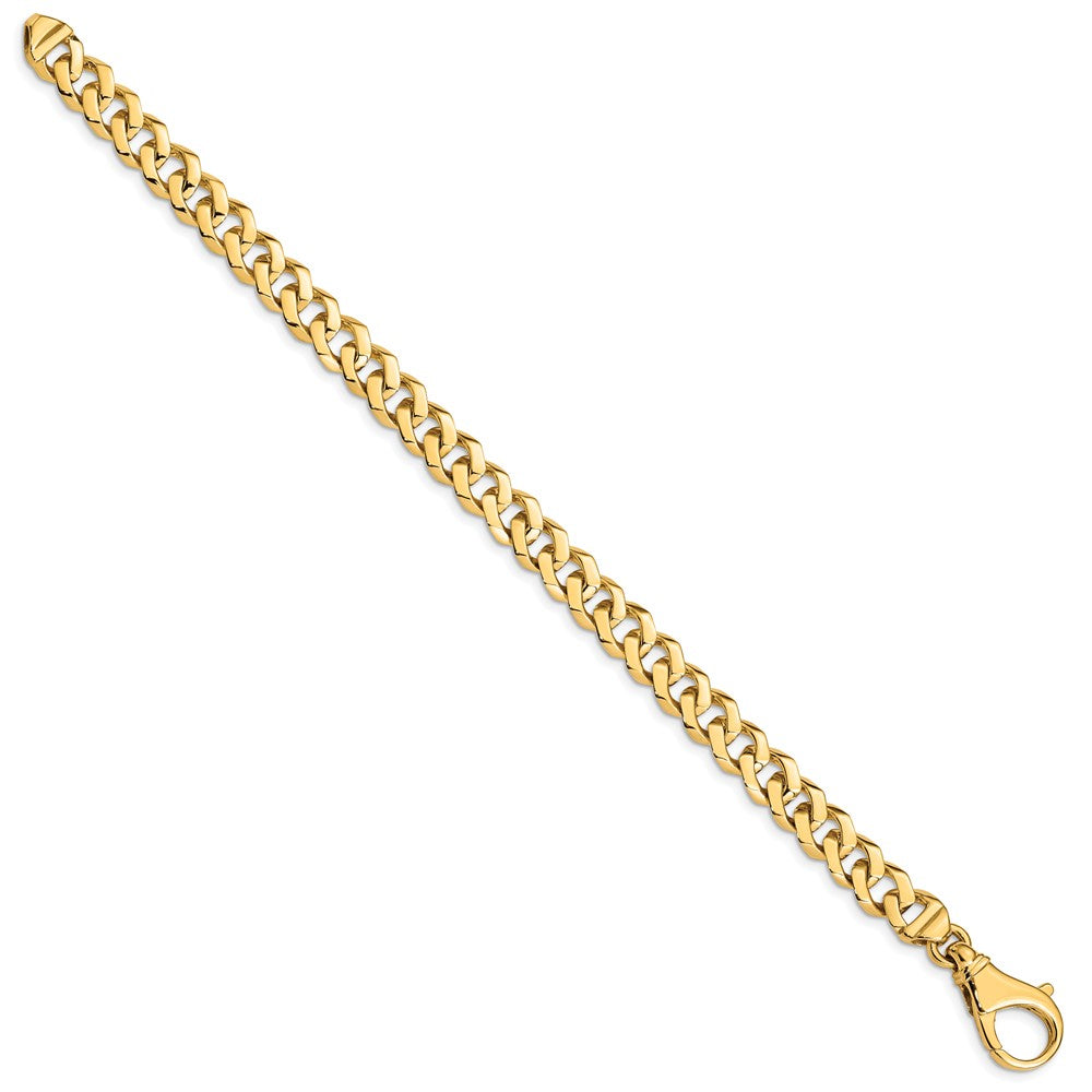 Massiv 14K Gelbgold 8mm Hand Poliert Fantasieglieder mit Fantasie Karabinerverschluss Gliederarmband