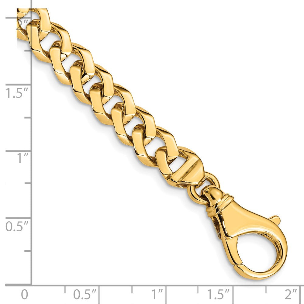 Massiv 14K Gelbgold 8mm Hand Poliert Fantasieglieder mit Fantasie Karabinerverschluss Gliederarmband