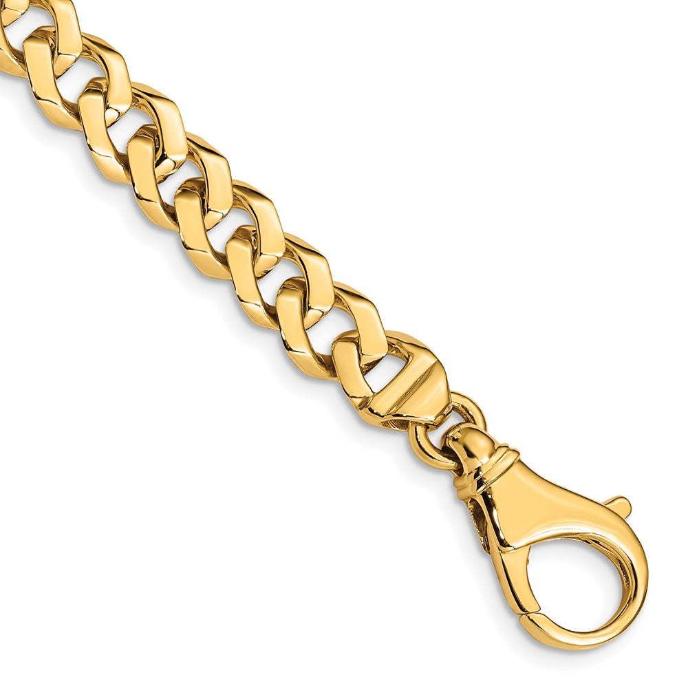 Massiv 14K Gelbgold 8mm Hand Poliert Fantasieglieder mit Fantasie Karabinerverschluss Gliederarmband