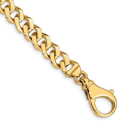 Massiv 14K Gelbgold 8mm Hand Poliert Fantasieglieder mit Fantasie Karabinerverschluss Gliederarmband