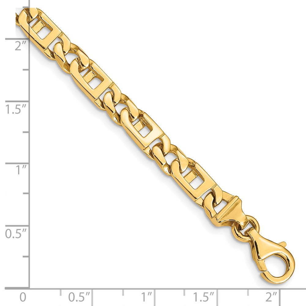 Massiv 14K Gelbgold 5.9mm Hand Poliert Fantasieglieder mit Fantasie Karabinerverschluss Gliederarmband