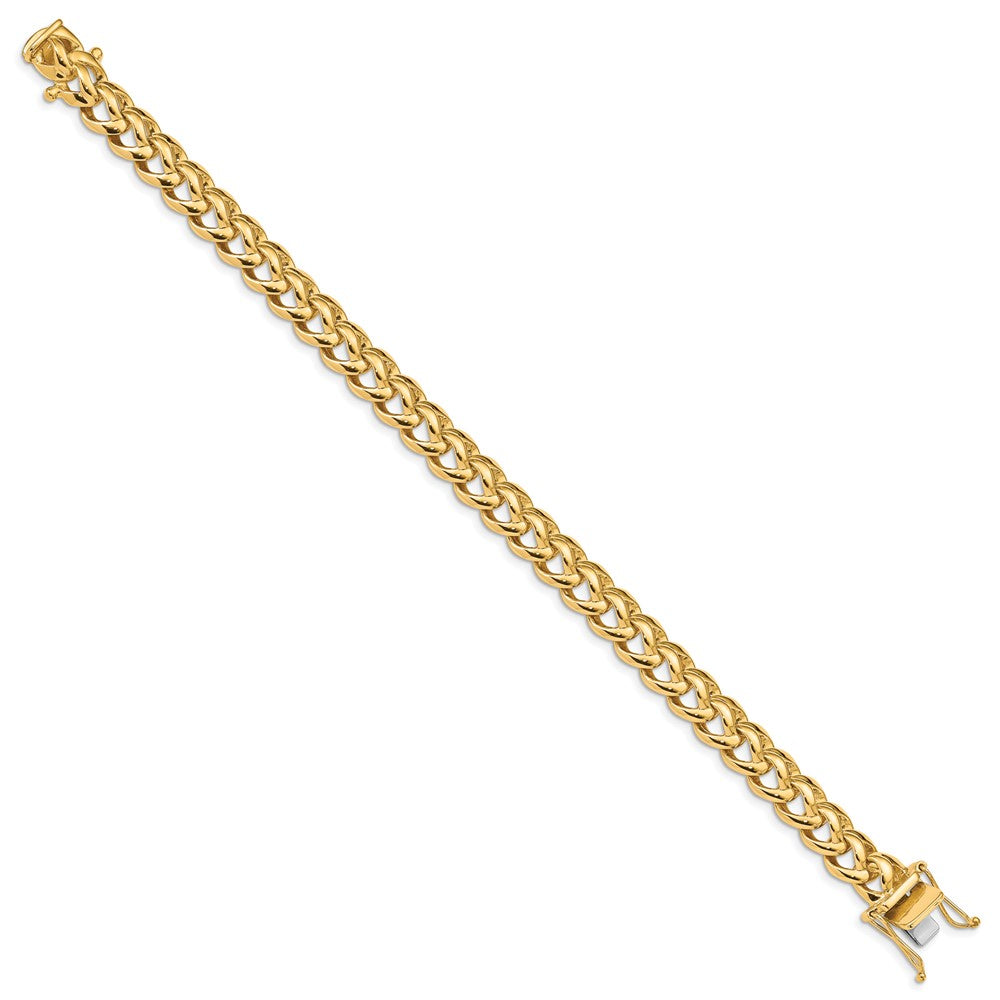 Massiv 14K Gelbgold 8.6mm Hand Poliert Fantasieglieder mit Venezianer Catch Verschluss Gliederarmband