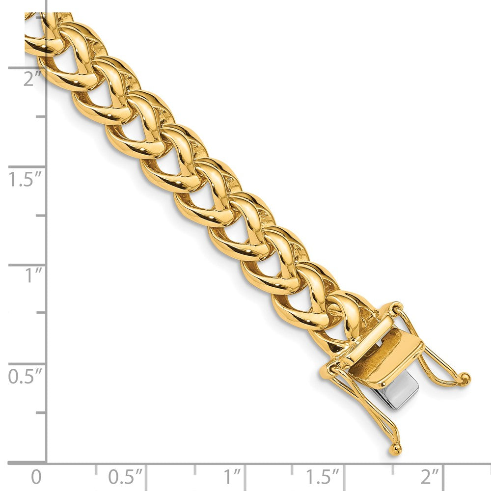 Massiv 14K Gelbgold 8.6mm Hand Poliert Fantasieglieder mit Venezianer Catch Verschluss Gliederarmband