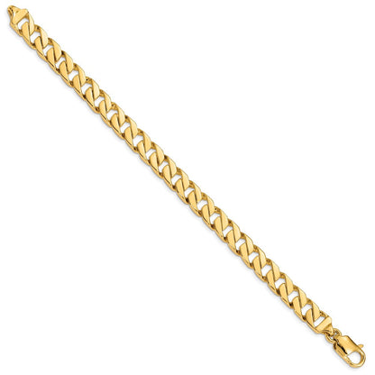 Massiv 14K Gelbgold 8.5mm Hand Poliert Fantasieglieder mit Karabinerverschluss Gliederarmband
