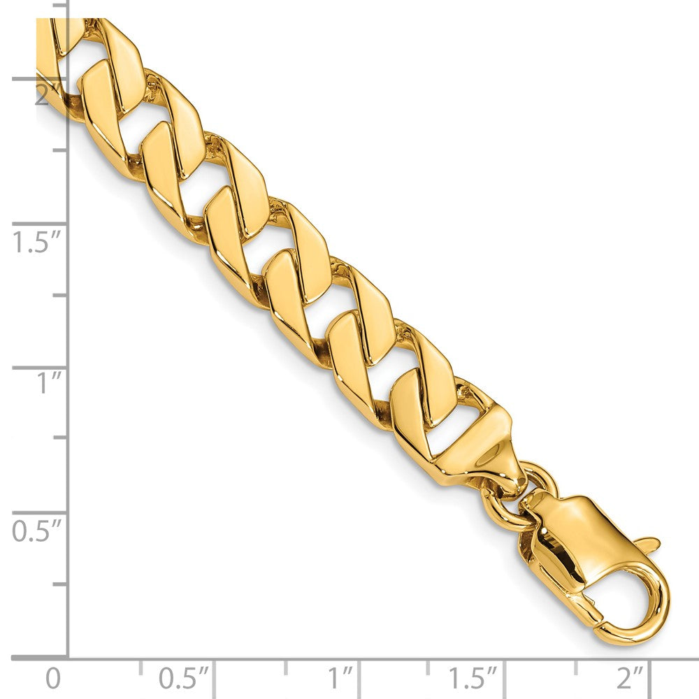 Massiv 14K Gelbgold 8.5mm Hand Poliert Fantasieglieder mit Karabinerverschluss Gliederarmband