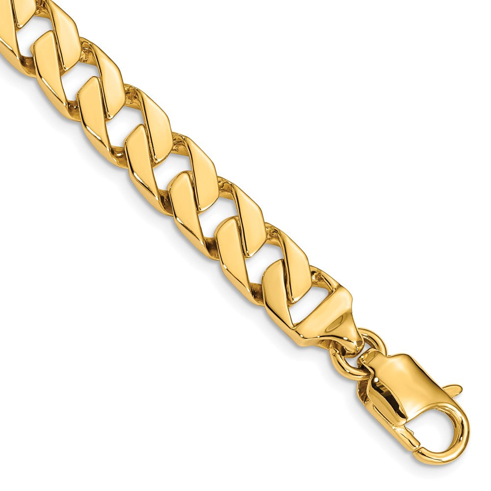 Massiv 14K Gelbgold 8.5mm Hand Poliert Fantasieglieder mit Karabinerverschluss Gliederarmband