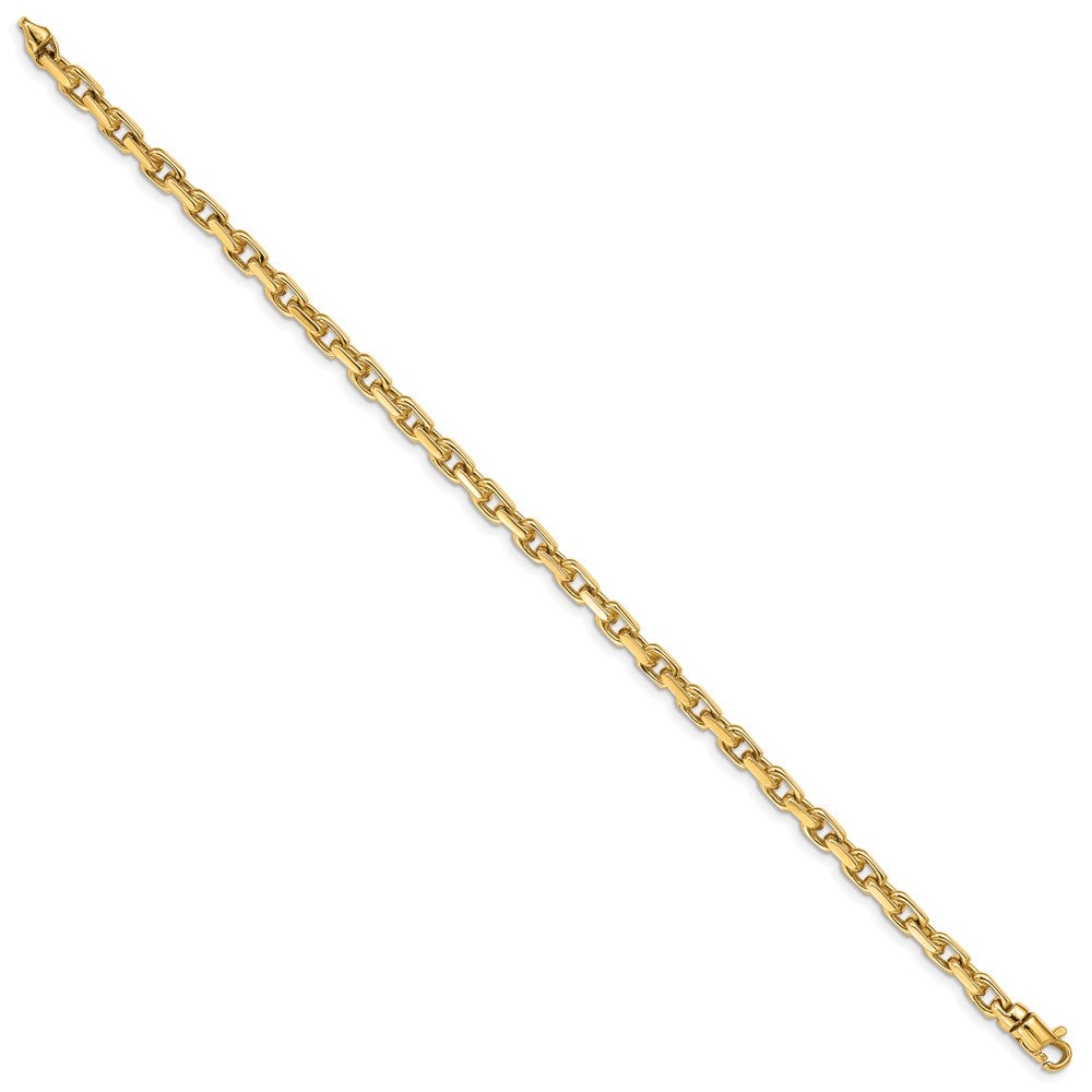 Massiv 14K Gelbgold 4.2mm Hand Poliert Fantasieglieder mit Karabinerverschluss Gliederarmband