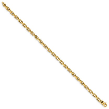 Massiv 14K Gelbgold 4.2mm Hand Poliert Fantasieglieder mit Karabinerverschluss Gliederarmband