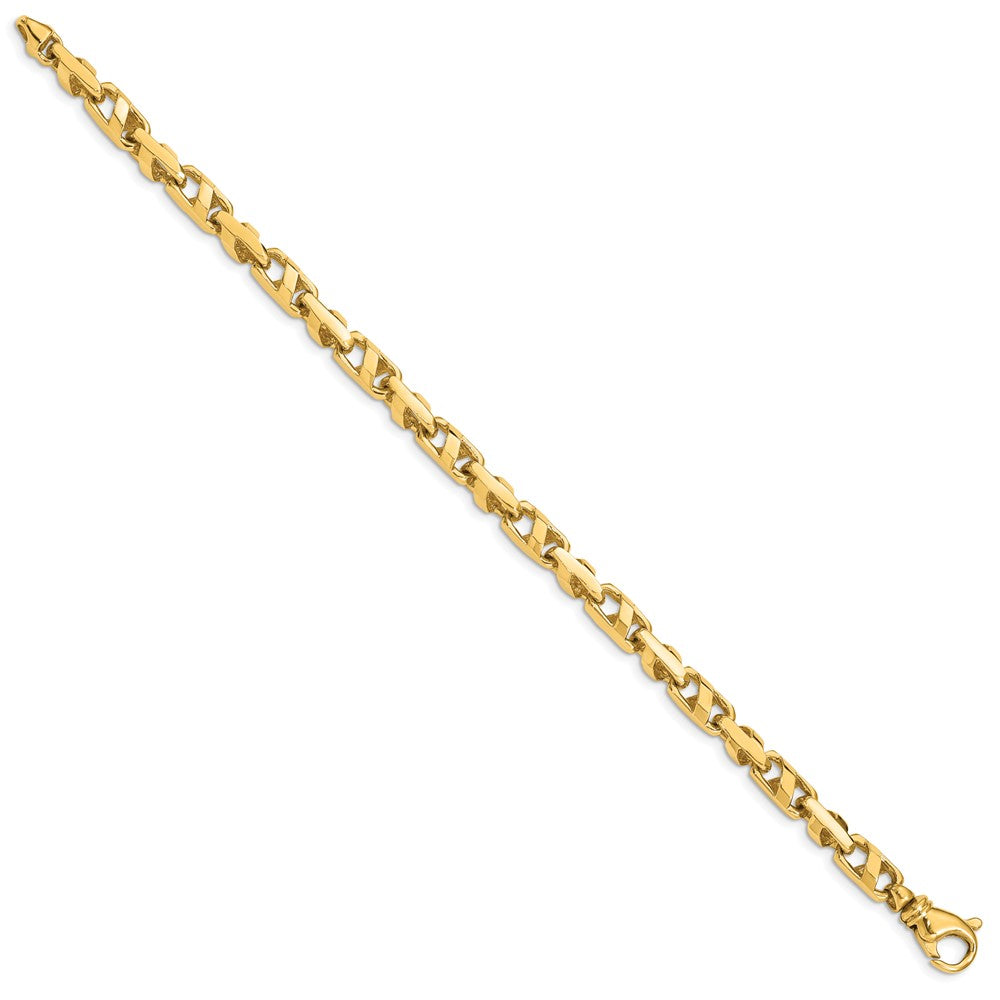 Massiv 14K Gelbgold 5.5mm Fantasieglieder mit Fantasie Karabinerverschluss Gliederarmband