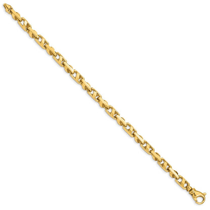 Massiv 14K Gelbgold 5.5mm Fantasieglieder mit Fantasie Karabinerverschluss Gliederarmband