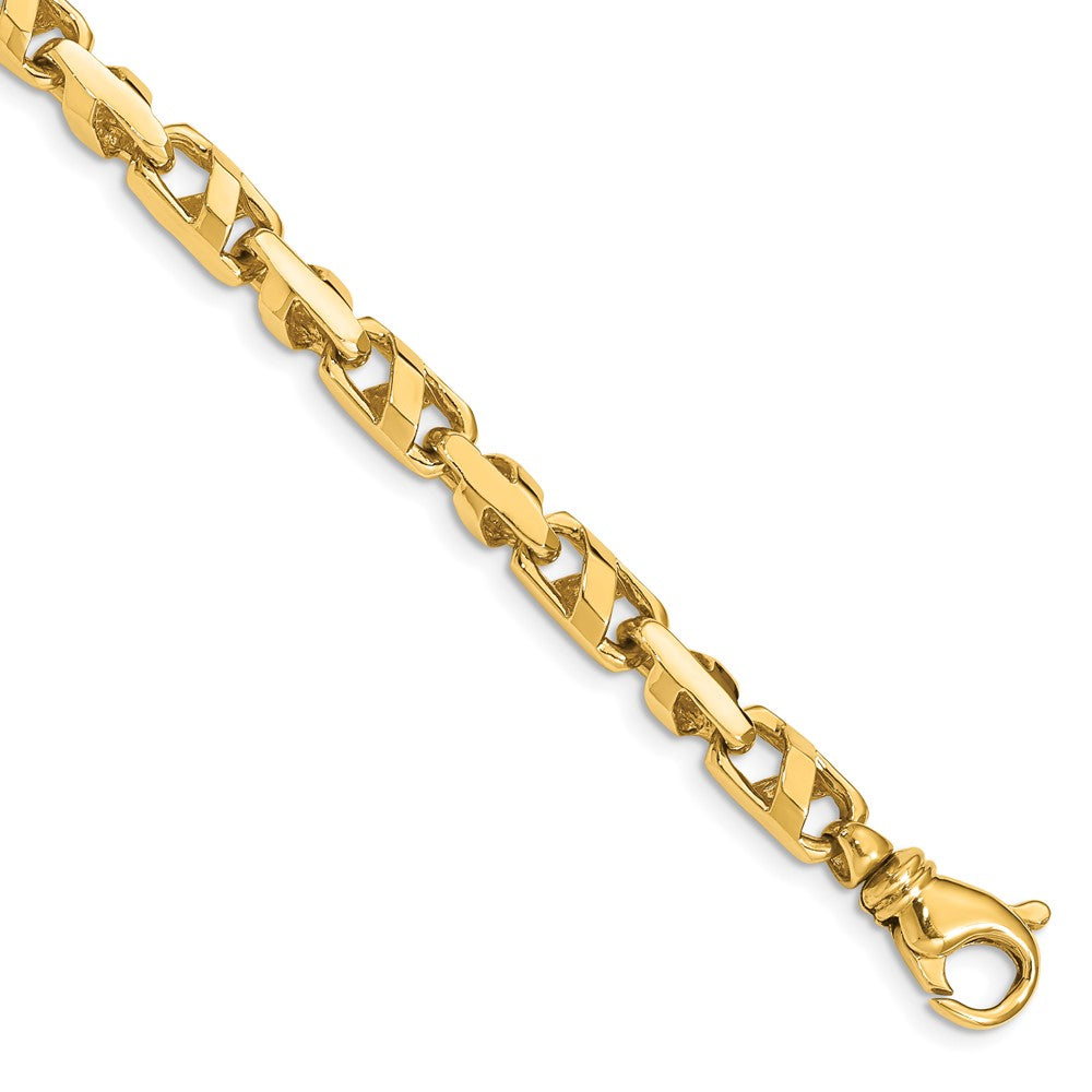 Massiv 14K Gelbgold 5.5mm Fantasieglieder mit Fantasie Karabinerverschluss Gliederarmband