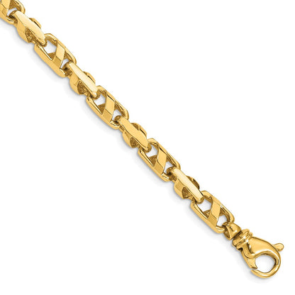 Massiv 14K Gelbgold 5.5mm Fantasieglieder mit Fantasie Karabinerverschluss Gliederarmband