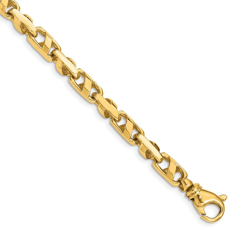 Massiv 14K Gelbgold 5.5mm Fantasieglieder mit Fantasie Karabinerverschluss Gliederarmband