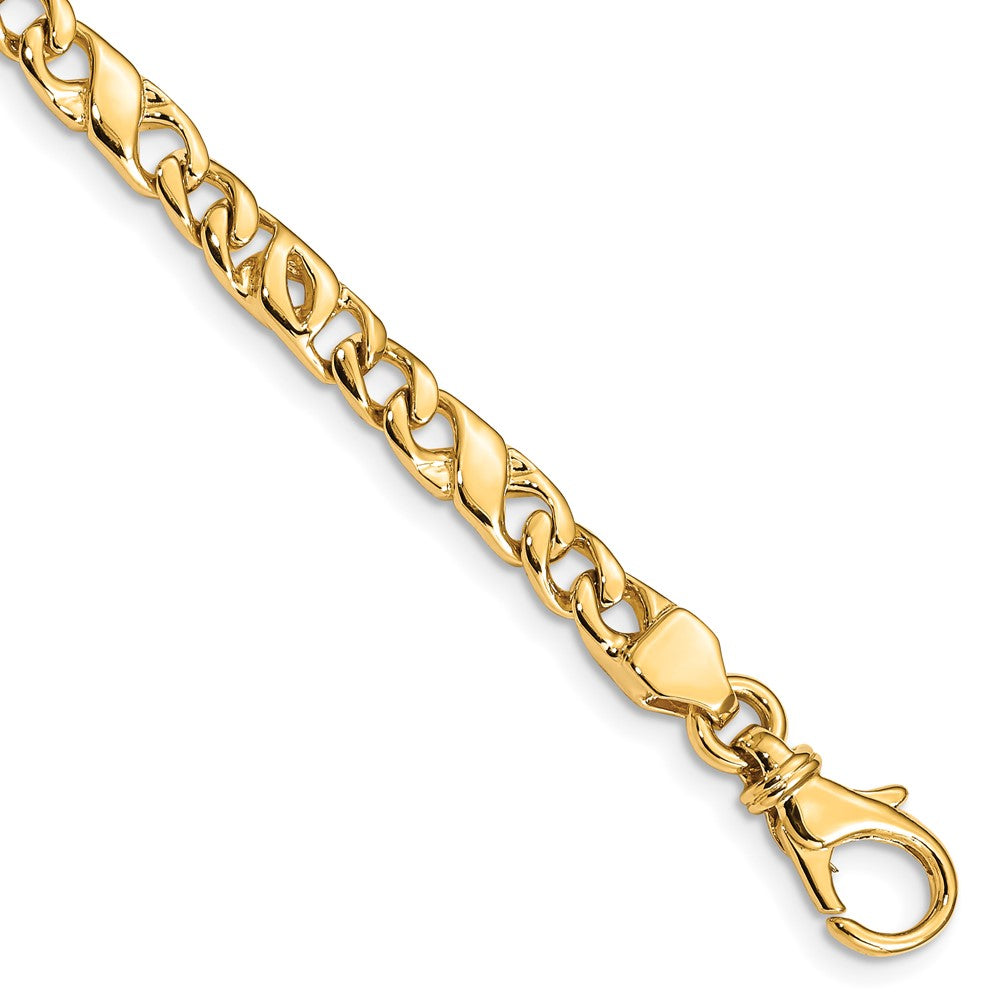Massiv 14K Gelbgold 18 Zoll 4.8mm Hand Poliert Fantasieglieder mit Fantasie Karabinerverschluss Halskette