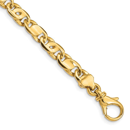 Massiv 14K Gelbgold 5.80mm Poliert Fantasieglieder Gliederarmband