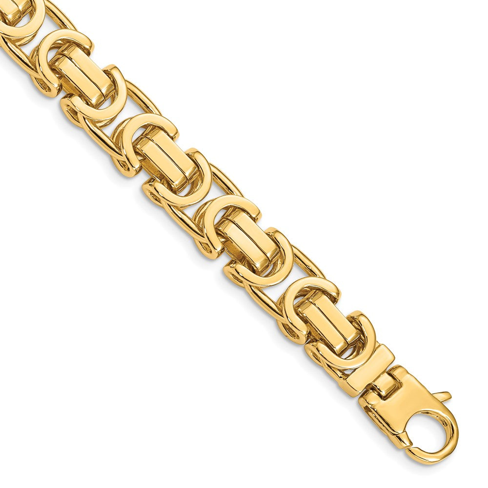 Massiv 14K Gelbgold 9 Zoll 10.1mm Hand Poliert Byzantiner Glieder mit Karabinerverschluss Armband