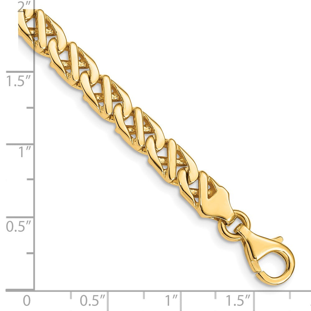 Massiv 14K Gelbgold 6.1mm Hand Poliert Fantasieglieder mit Fantasie Karabinerverschluss Gliederarmband