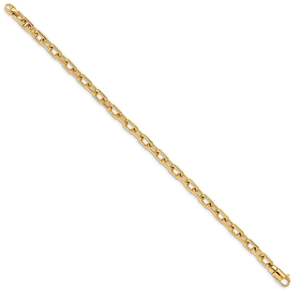 Massiv 14K Gelbgold 5mm Hand Poliert Fantasieglieder mit Karabinerverschluss Gliederarmband