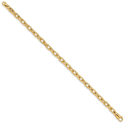 Massiv 14K Gelbgold 5mm Hand Poliert Fantasieglieder mit Karabinerverschluss Gliederarmband