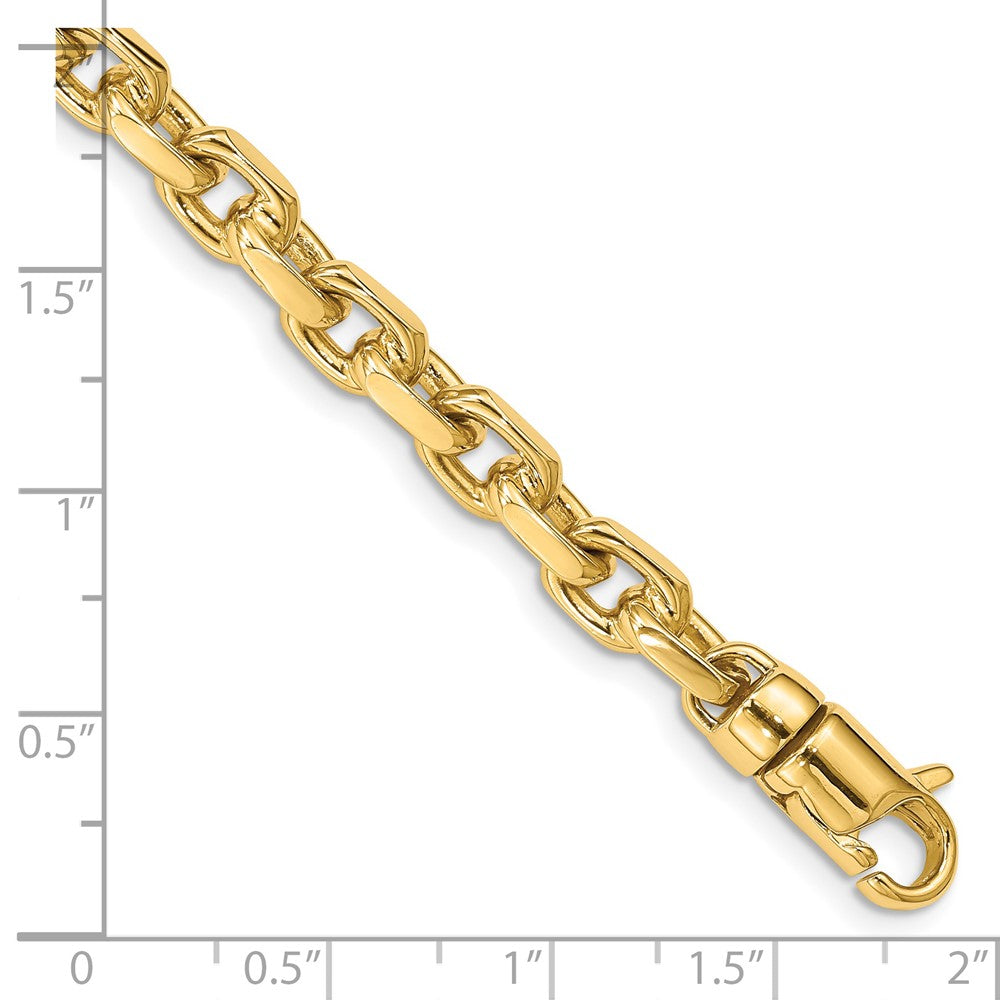 Massiv 14K Gelbgold 5.9mm Hand Poliert Fantasieglieder mit Karabinerverschluss Gliederarmband