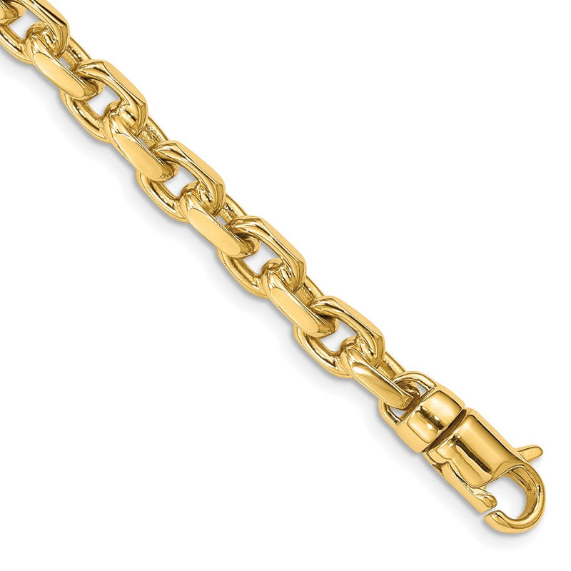 Massiv 14K Gelbgold 5.9mm Hand Poliert Fantasieglieder mit Karabinerverschluss Gliederarmband