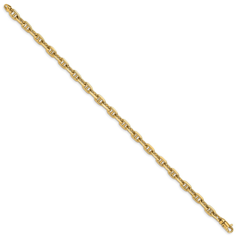 Massiv 14K Gelbgold 5.1mm Hand Poliert Fantasieglieder mit Karabinerverschluss Gliederarmband
